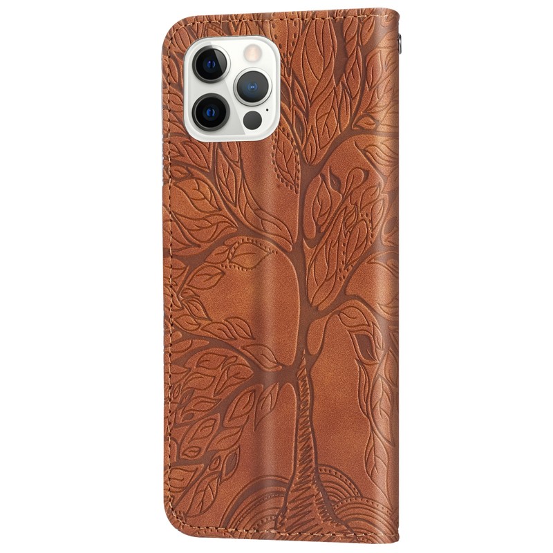 Embossed Tree of Life Card Slot Wallet Folio Case